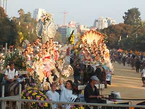 Batalla de las Flores (Battle of the Flowers) during Feria de Julio (July Fair) in Valencia, Spain