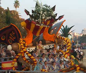 Batalla de las Flores (Battle of the Flowers) during Feria de Julio (July Fair) in Valencia, Spain