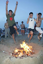 fiesta san juan, beach parfty nigth in Valencia with bonfires